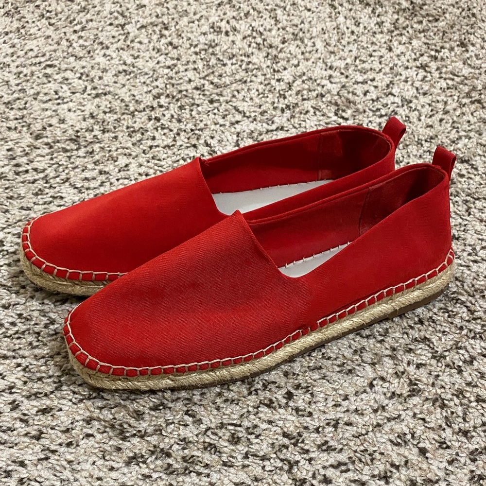 1. State Davir woven red stretchy material espadrilles - worn once